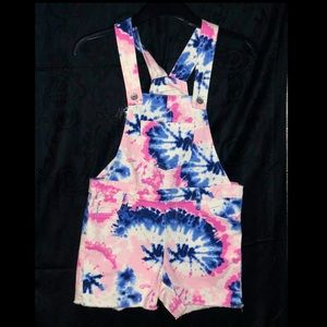 Children’s Place Pink Tie-Dye Overall Shorts